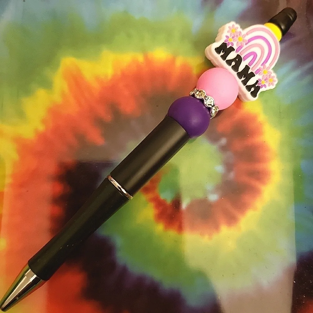 Handmade Mama Beaded Silicone Focal Bead Pen